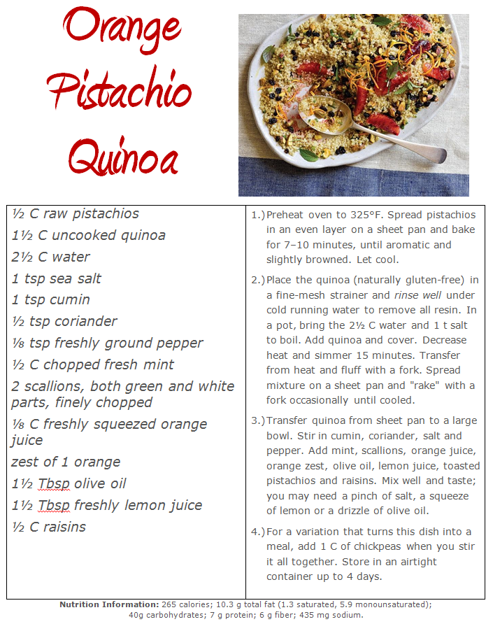 Orange Pistachio Quinoa